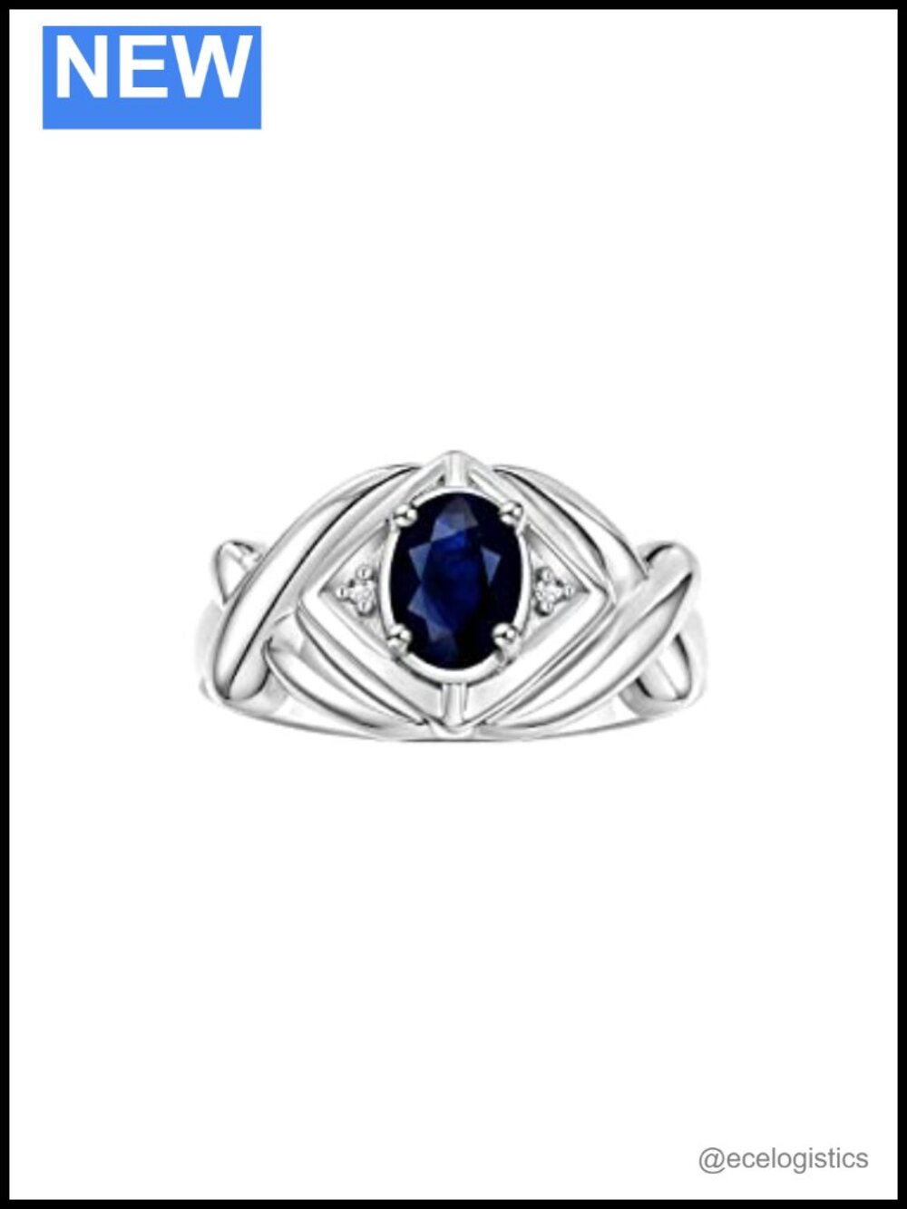 Sterling Silver XOXO Hugs & Kisses Ring with Oval Gemstone & Diamond